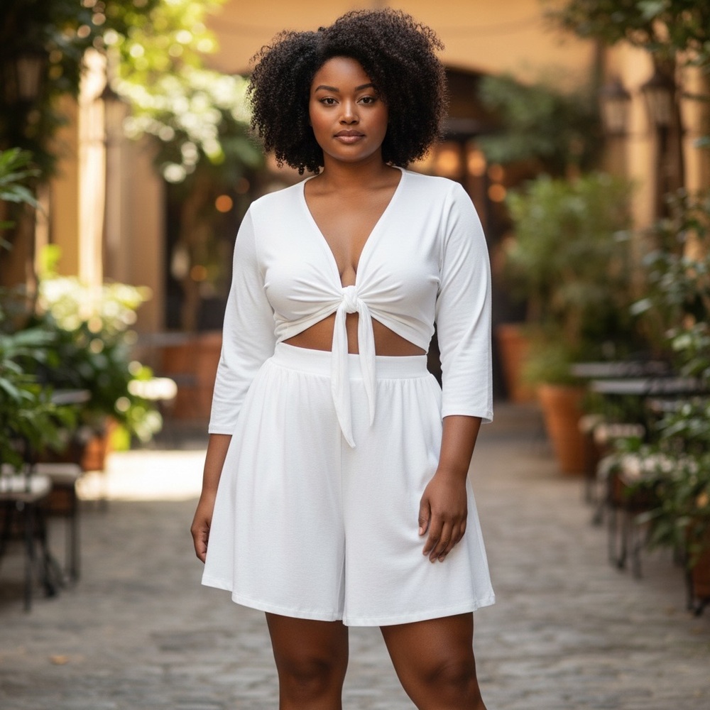 Rebdolls White Shorts Romper Size 4X NWT